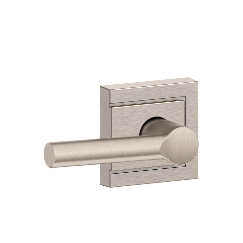 Broadway Lever with Upland Trim Hall and Closet Lock in Satin Nickel