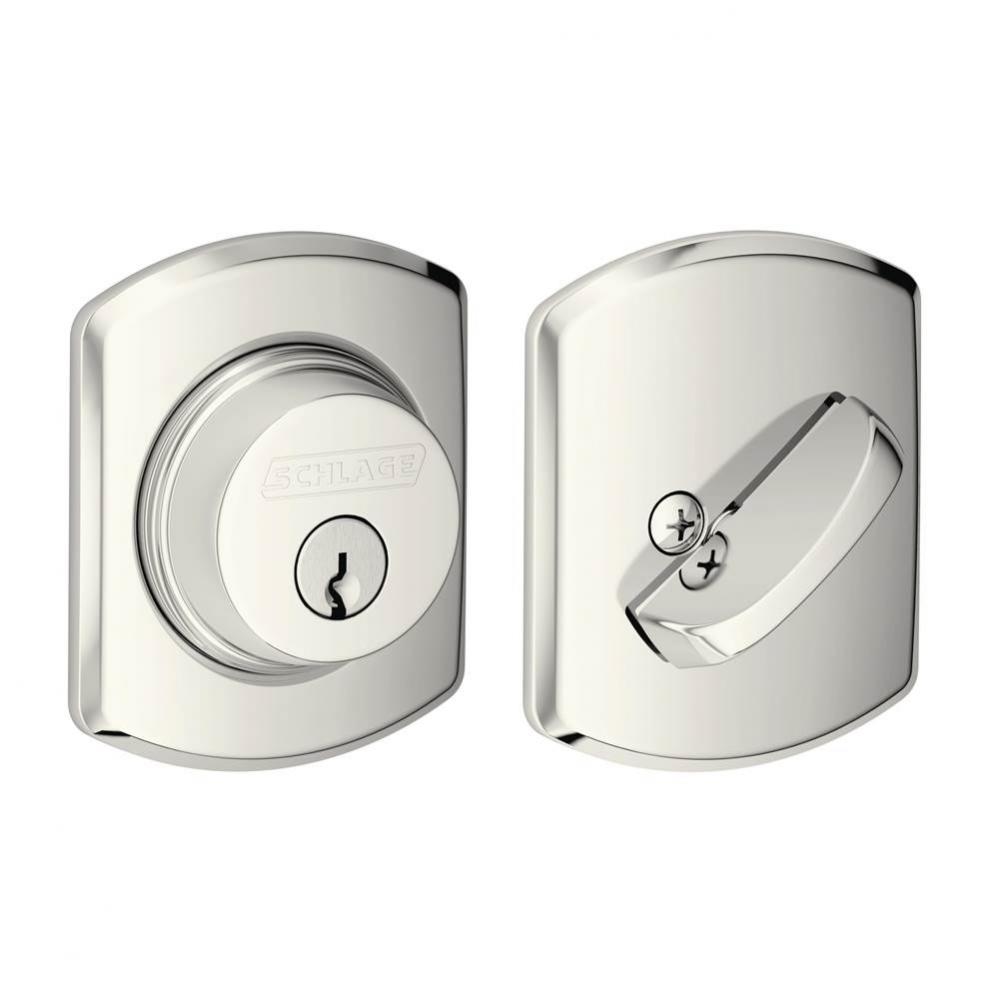Single Cylinder Deadbolt with Greenwich Trim in Polished Nickel