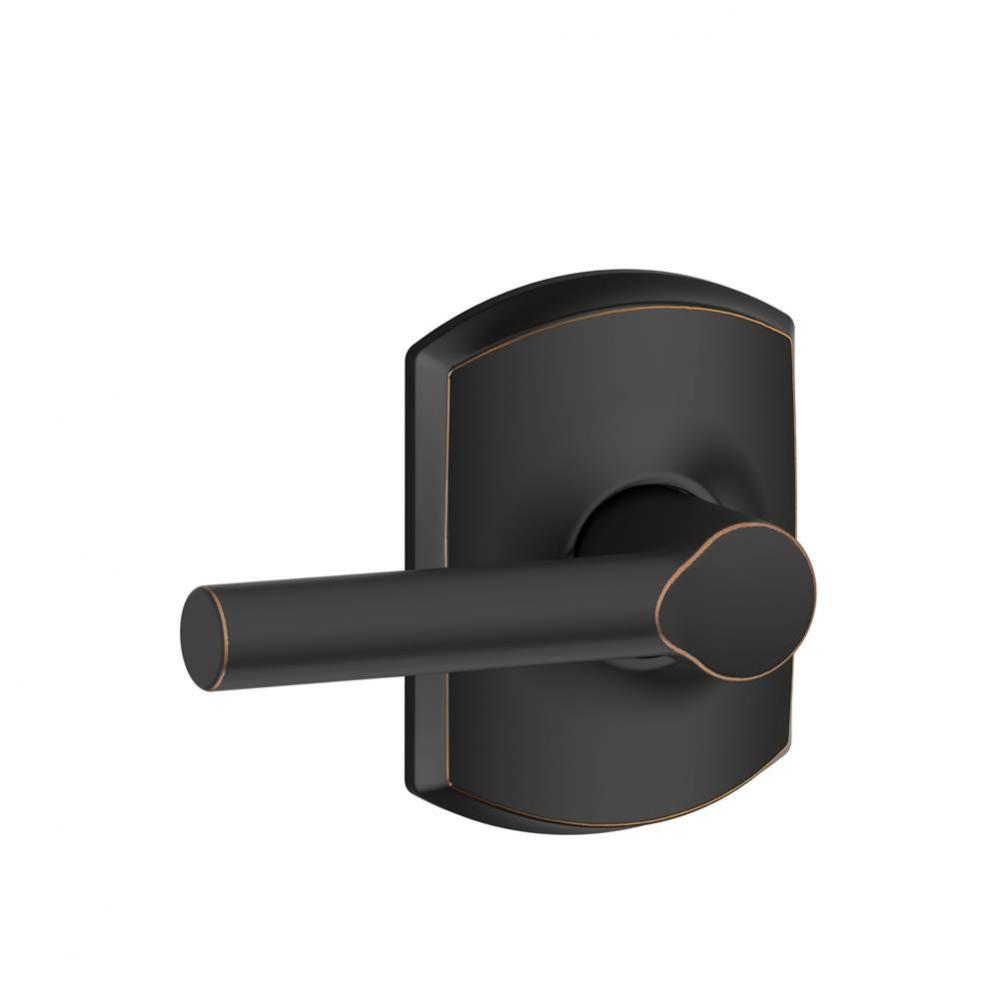 Broadway Lever with Greenwich Trim Hall and Closet Lock in Aged Bronze