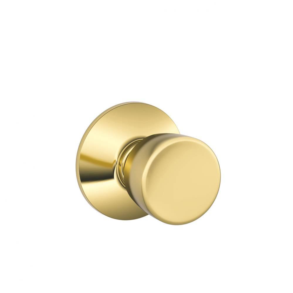 Bell Knob Hall and Closet Lock in Bright Brass