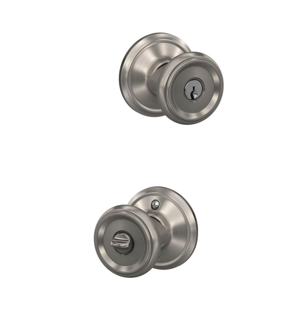 Offerman Knob with Georgian Trim Keyed Entry Lock in Satin Nickel