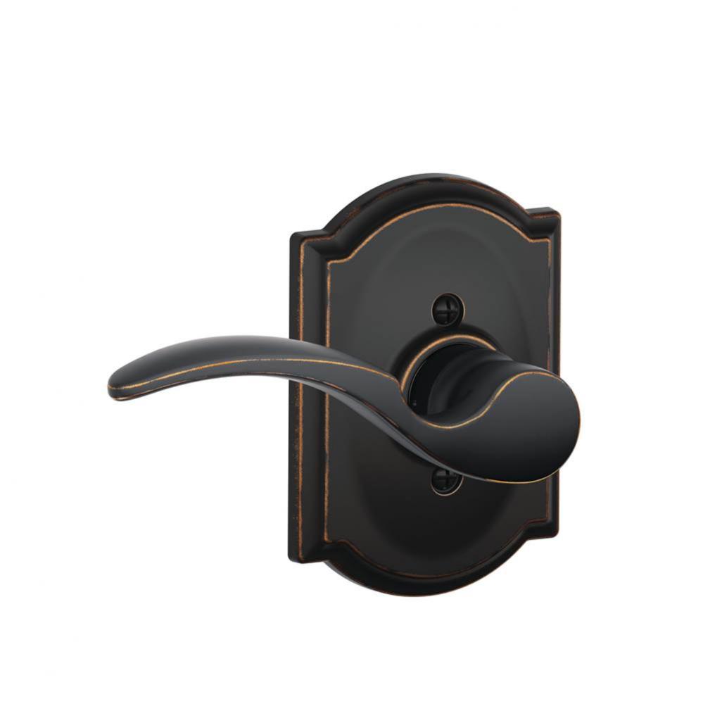 St. Annes Lever with Camelot Trim Non-Turning Lock in Aged Bronze - Left Handed