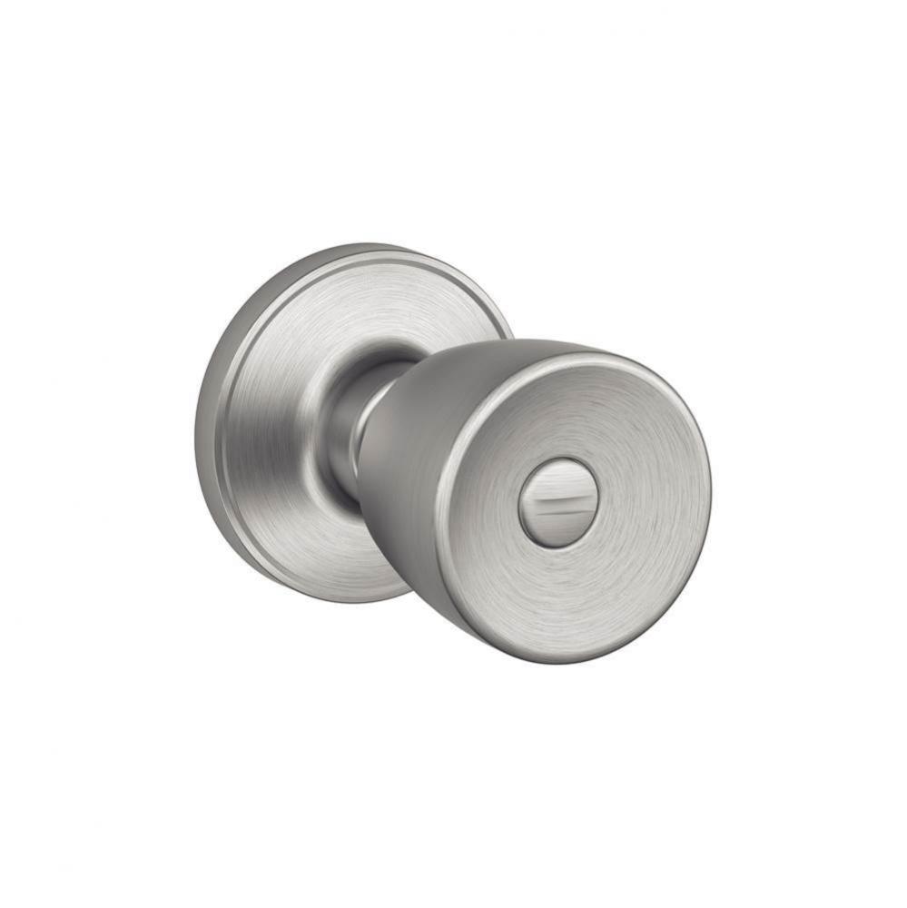 Byron Knob Bed and Bath Lock in Satin Stainless Steel