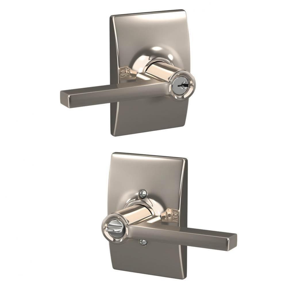 Latitude Lever with Century Trim Keyed Entry Lock in Polished Nickel