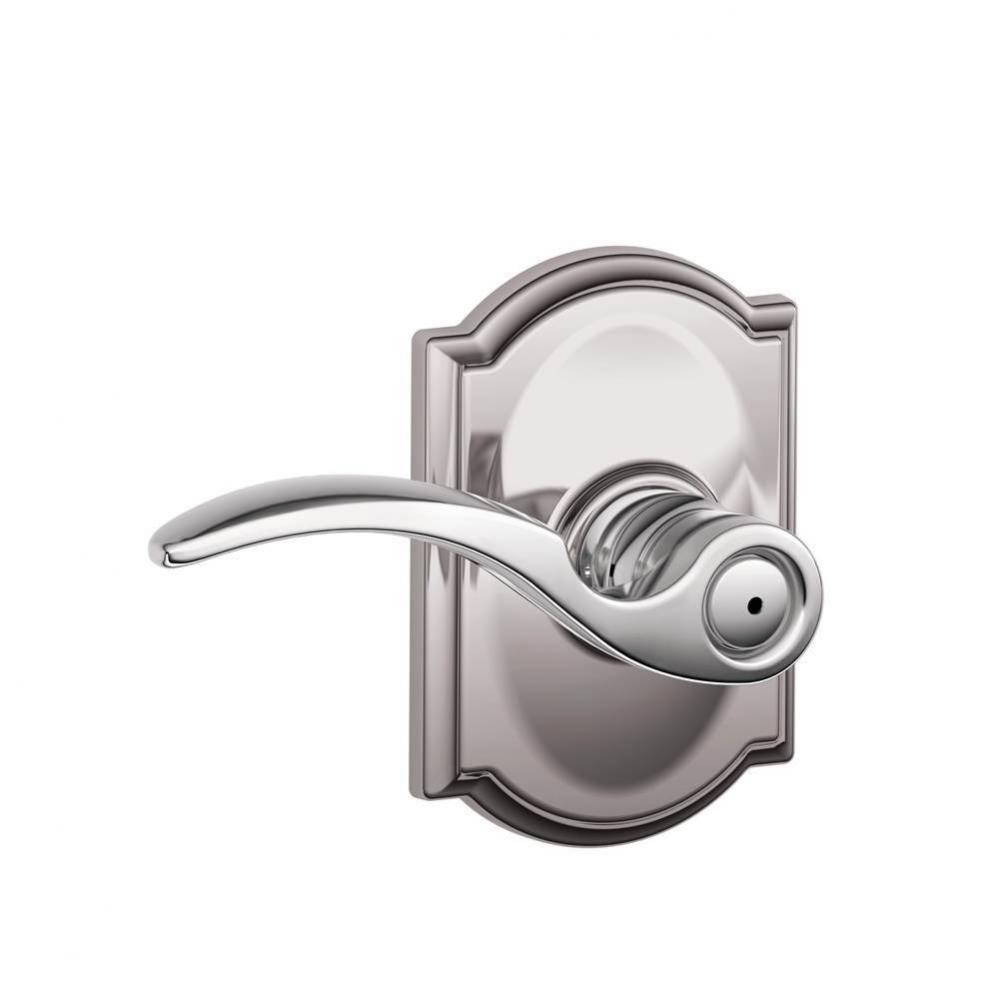 St. Annes Lever with Camelot Trim Bed and Bath Lock in Bright Chrome