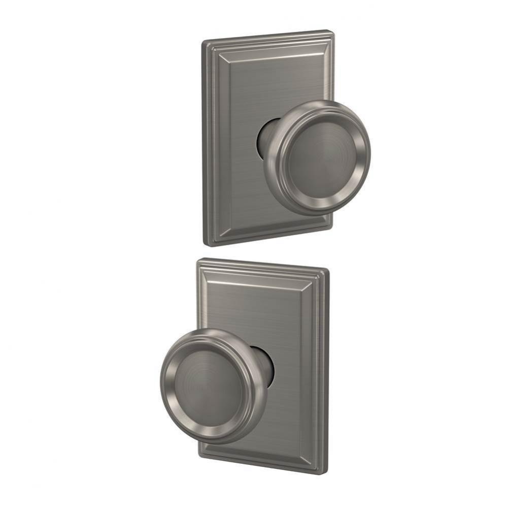 Custom Offerman Knob with Grandville Trim Hall-Closet and Bed-Bath Lock in Satin Nickel