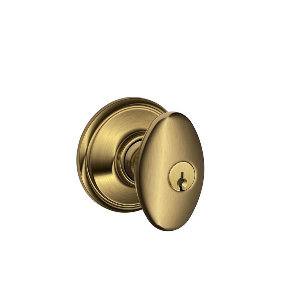 Siena Knob Keyed Entry Lock in Antique Brass