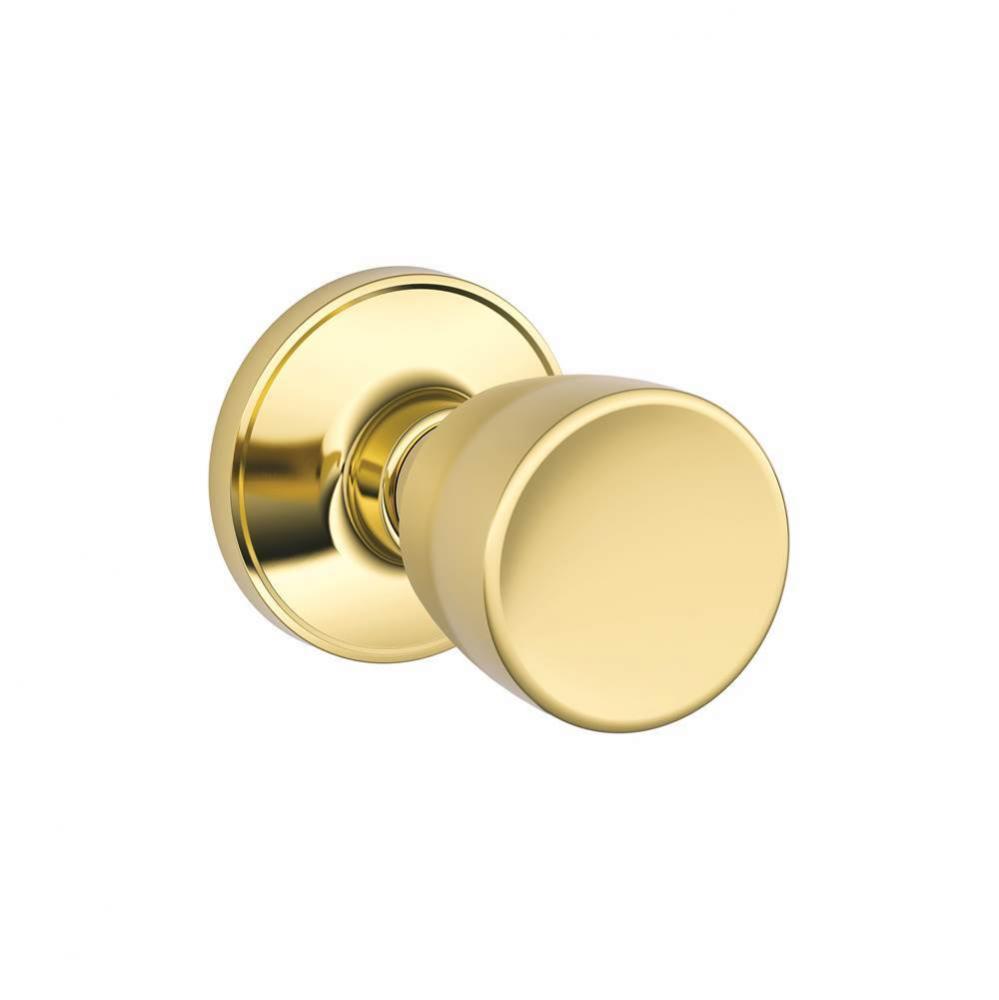 Byron Knob Hall and Closet Lock in Bright Brass