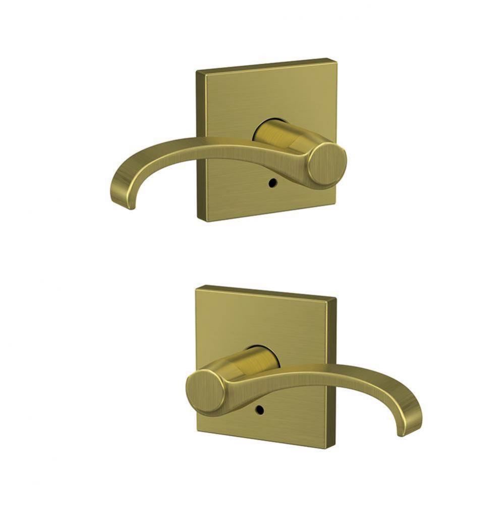 Custom Whitney Non-Turning Lever with Collins Trim in Satin Brass