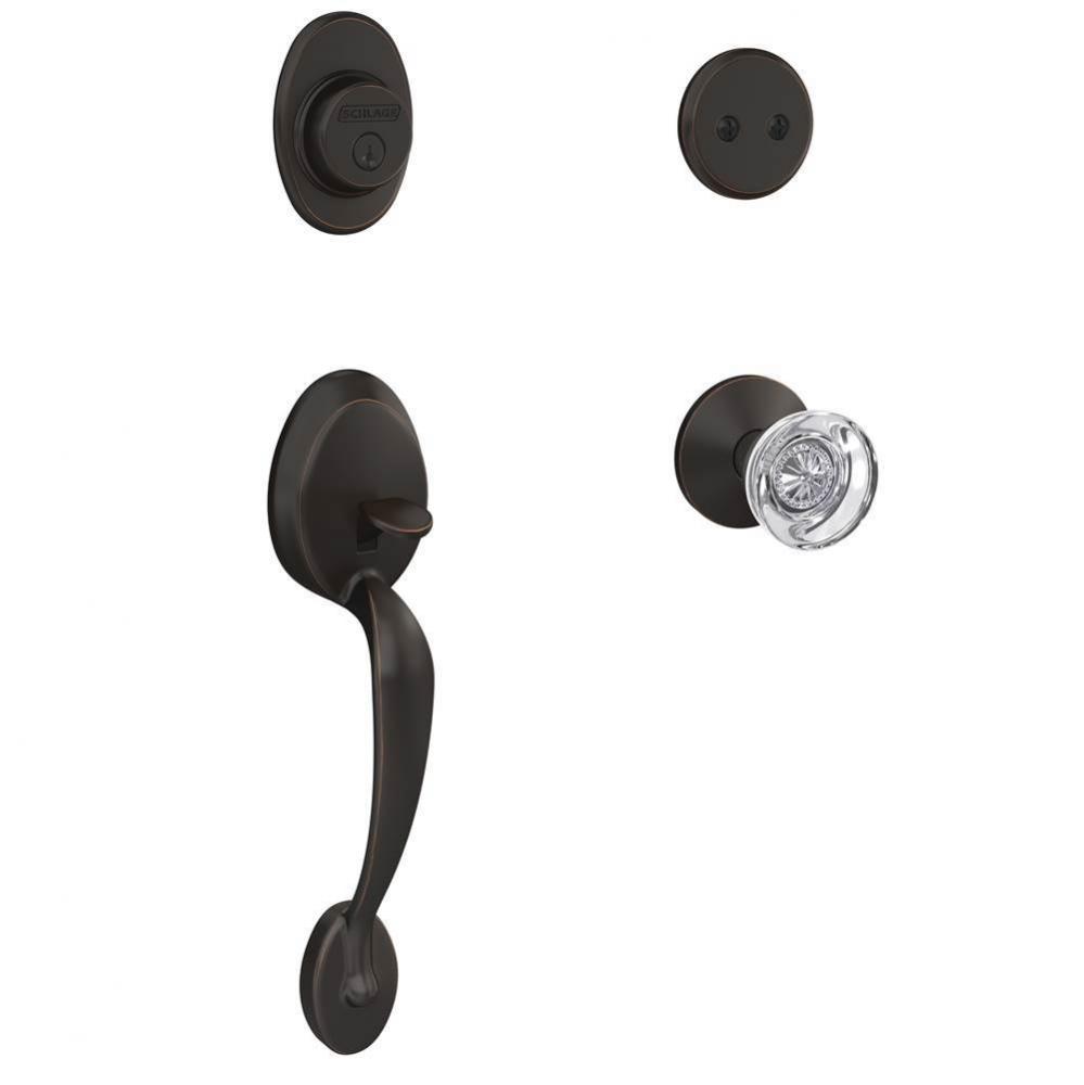 Custom Plymouth Inactive Handleset with Hobson Glass Knob and Kinsler Trim in Aged Bronze