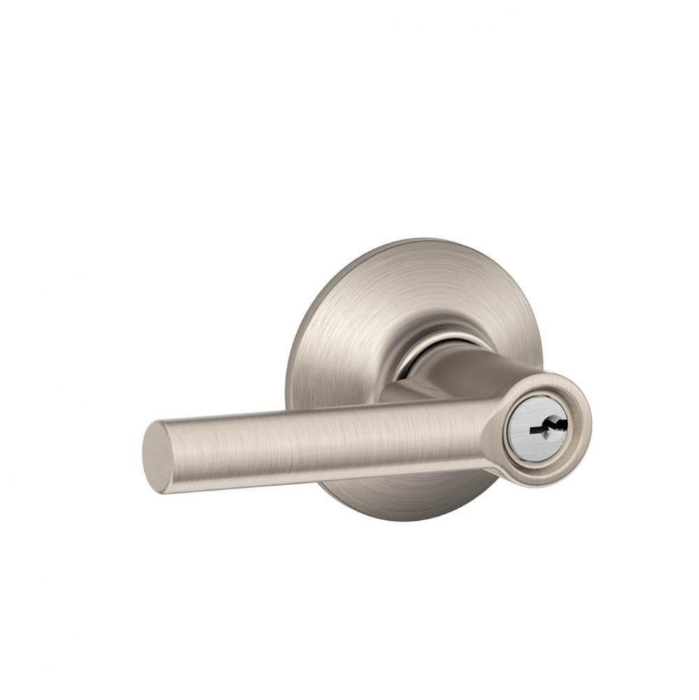 Broadway Lever Keyed Entry Lock in Satin Nickel