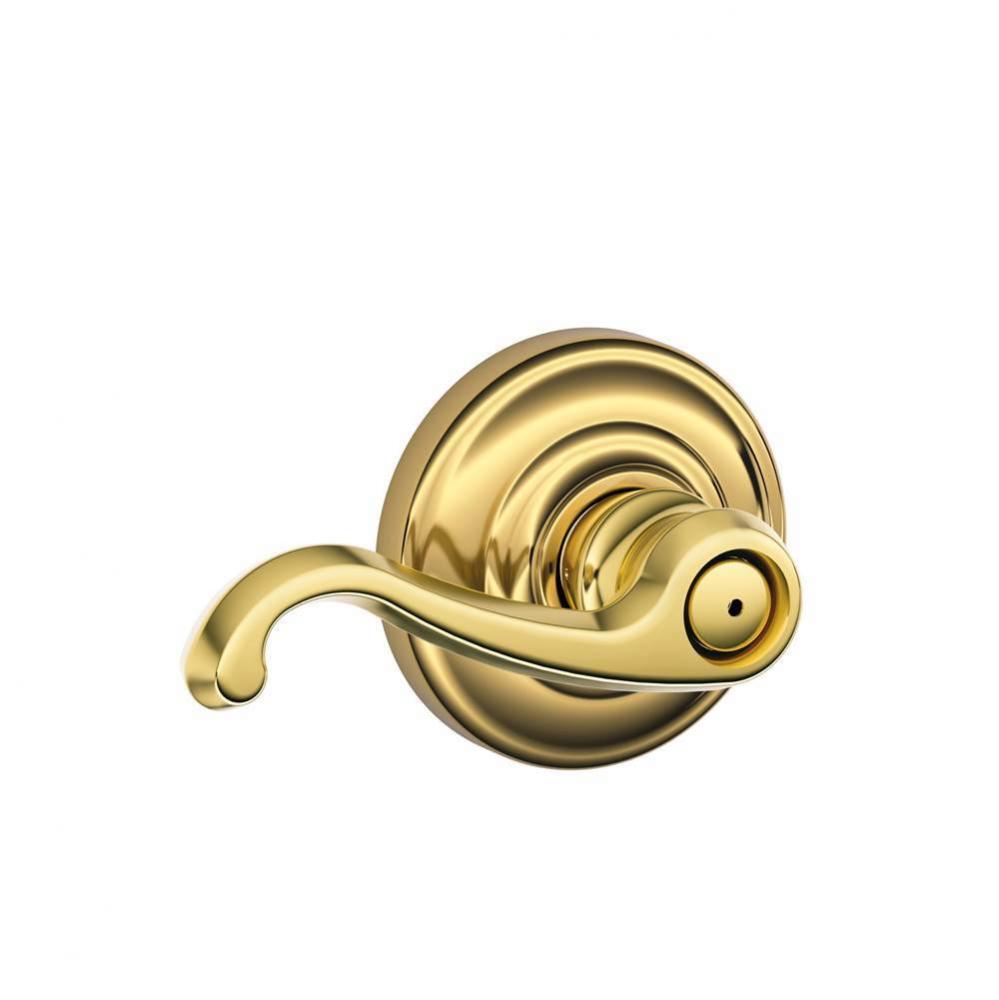 Callington Lever with Andover Trim Bed and Bath Lock in Bright Brass