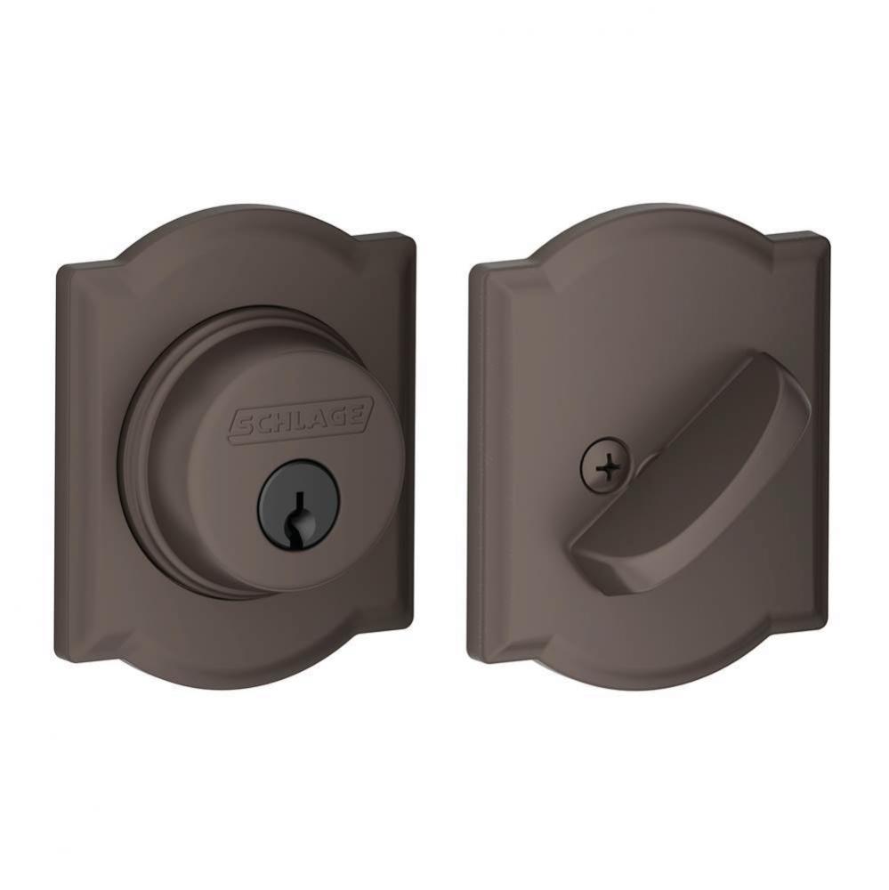 Single Cylinder Deadbolt with Camelot Trim in Oil Rubbed Bronze