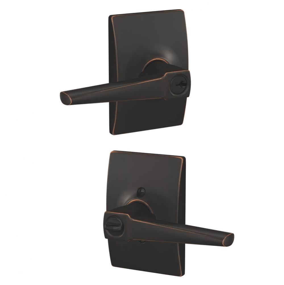 Eller Lever with Century Trim Keyed Entry Lock in Aged Bronze