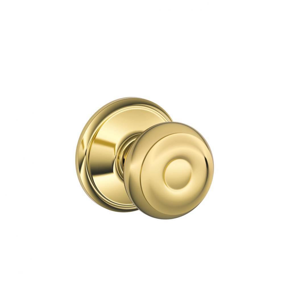 Georgian Knob Hall and Closet Lock in Bright Brass