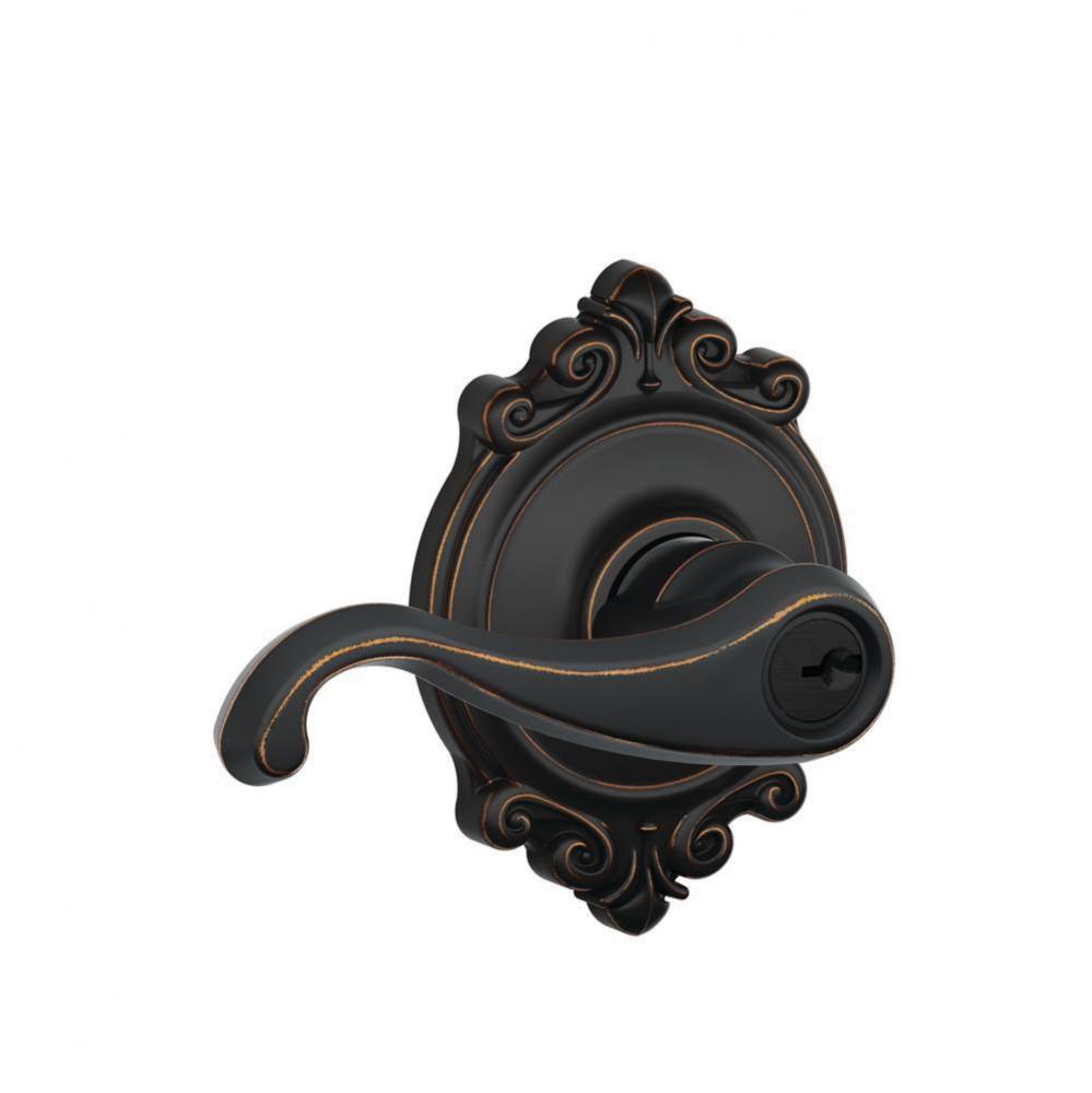 Callington Lever with Brookshire Trim Keyed Entry Lock in Aged Bronze