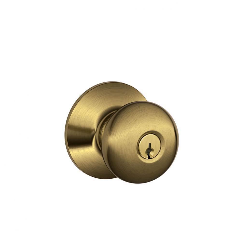Plymouth Knob Keyed Entry Lock in Antique Brass