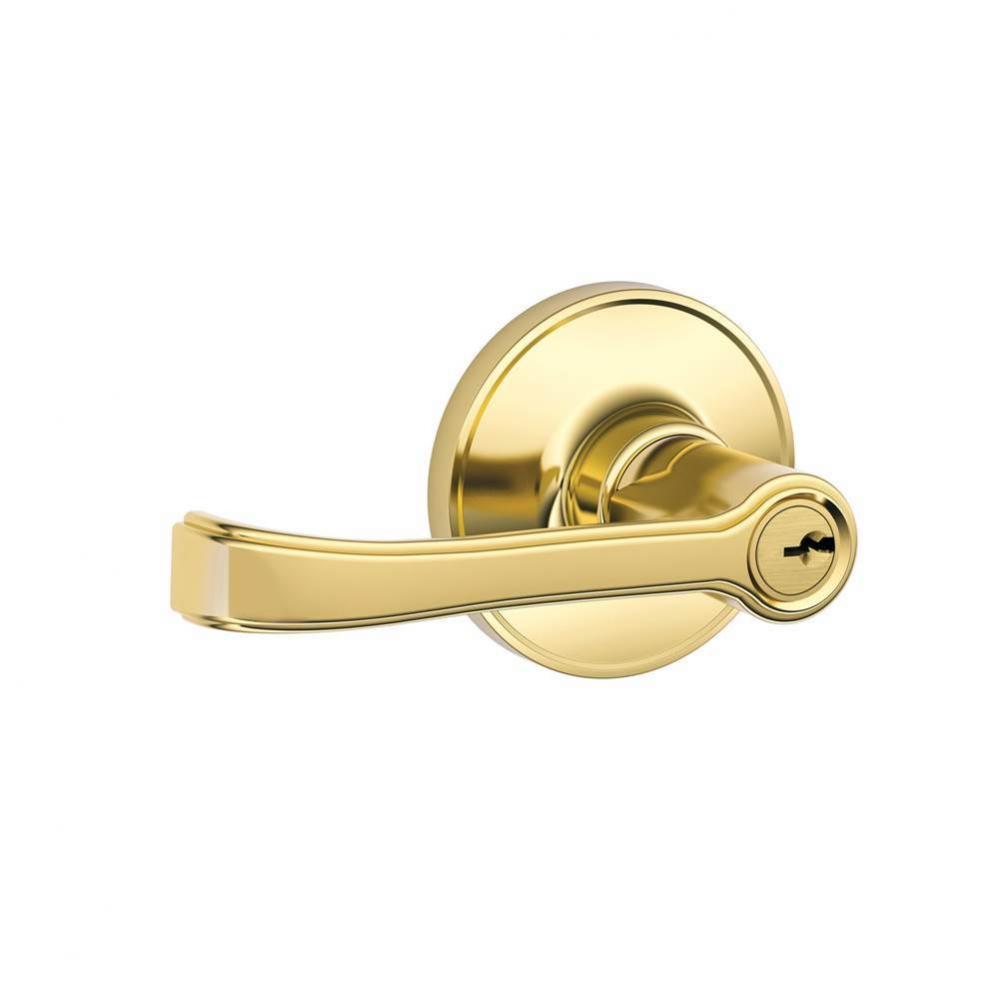 Torino Lever Keyed Entry Lock in Bright Brass