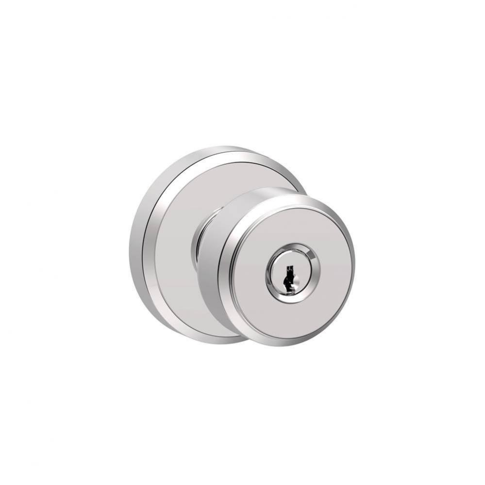 Bowery Knob with Greyson Trim Keyed Entry Lock in Bright Chrome