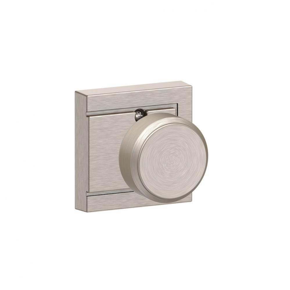Bowery Knob with Upland Trim Non-Turning Lock in Satin Nickel