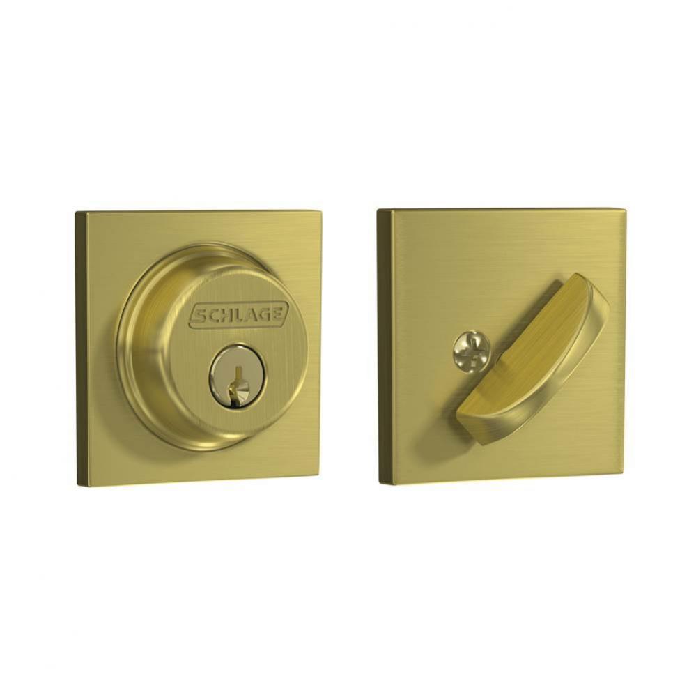 Single Cylinder Deadbolt with Collins Trim in Satin Brass