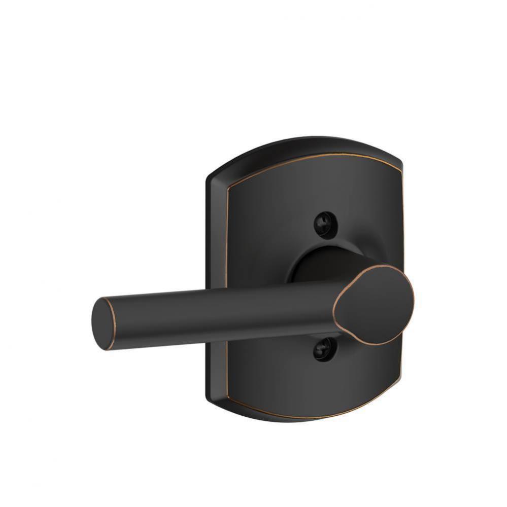 Broadway Lever with Greenwich Trim Non-Turning Lock in Aged Bronze