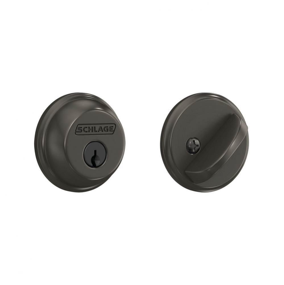 Single Cylinder Deadbolt in Black Stainless