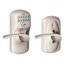 Schlage FE595 V PLY 619 MER - Merano Keypad Lever with Plymouth Trim in Satin Nickel