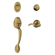 Schlage F62 PLY 609 AVA LH - Plymouth Handleset with Double Cylinder Deadbolt and Avanti Lever in Antique Brass- Left Handed