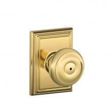 Schlage F40 GEO 605 ADD - Georgian Knob with Addison Trim Bed and Bath Lock in Bright Brass