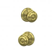 Schlage FC21 GEO 608 ALD - Custom Georgian Knob with Alden Trim Hall-Closet and Bed-Bath Lock in Satin Brass