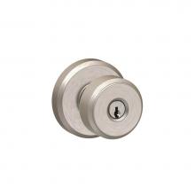 Schlage F51A BWE 619 GSN - Bowery Knob with Greyson Trim Keyed Entry Lock in Satin Nickel