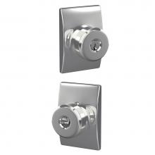 Schlage F51A BWE 625 CEN - Bowery Knob with Century Trim Keyed Entry Lock in Bright Chrome