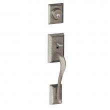 Schlage F58 ADD 621 - Addison Exterior Handleset Grip with Exterior Single Cylinder Deadbolt in Distressed Nickel