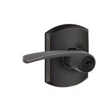 Schlage F51A MER 716 GRW - Merano Lever with Greenwich Trim Keyed Entry Lock in Aged Bronze