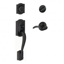 Schlage F60 CAM 716 AVA LH - Camelot Handleset with Single Cylinder Deadbolt and Avanti Lever in Aged Bronze - Left Handed