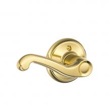 Schlage F170 FLA 505 LH - Flair Lever Non-Turning Lock in Bright Brass - Left Handed