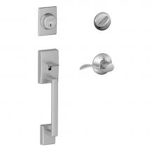 Schlage F60 CEN 626 ACC LH - Century Handleset with Single Cylinder Deadbolt and Accent Lever in Satin Chrome - Left Handed