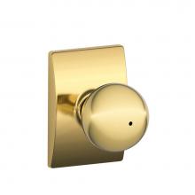 Schlage F40 ORB 605 CEN - Orbit Knob with Century Trim Bed and Bath Lock in Bright Brass