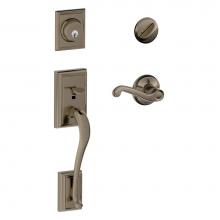Schlage F60 ADD 620 FLA LH - Addison Handleset with Single Cylinder Deadbolt and Flair Lever in Antique Pewter - Left Handed