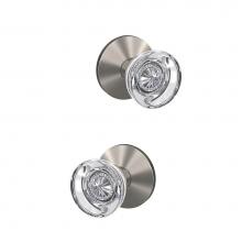 Schlage FC21 HOB 619 KIN - Custom Hobson Glass Knob with Kinsler Trim Hall-Closet and Bed-Bath Lock in Satin Nickel