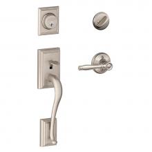 Schlage F60 ADD 619 BIR - Addison Handleset with Single Cylinder Deadbolt and Birmingham Lever in Satin Nickel