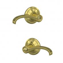 Schlage F51A WIT 608 GEO - Whitney Lever with Georgian Trim Keyed Entry Lock in Satin Brass