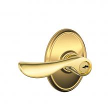 Schlage F51A CHP 605 WKF - Champagne Lever with Wakefield Trim Keyed Entry Lock in Bright Brass