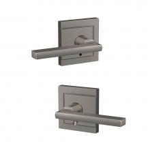 Schlage FC21 LAT 619 ULD - Custom Latitude Lever with Upland Trim Hall-Closet and Bed-Bath Lock in Satin Nickel