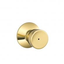 Schlage F40 BEL 605 - Bell Knob Bed and Bath Lock in Bright Brass