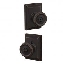 Schlage F51A OFM 716 GDV - Offerman Knob with Grandville Trim Keyed Entry Lock in Aged Bronze