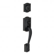 Schlage F58 CAM 716 - Camelot Exterior Handleset Grip with Exterior Single Cylinder Deadbolt in Aged Bronze