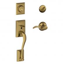Schlage F60 ADD 609 AVA LH - Addison Handleset with Single Cylinder Deadbolt and Avanti Lever in Antique Brass - Left Handed