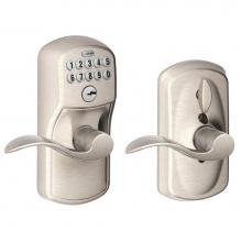 Schlage FE595 PLY 619 ACC - Accent Keypad Lever with Plymouth Trim in Satin Nickel